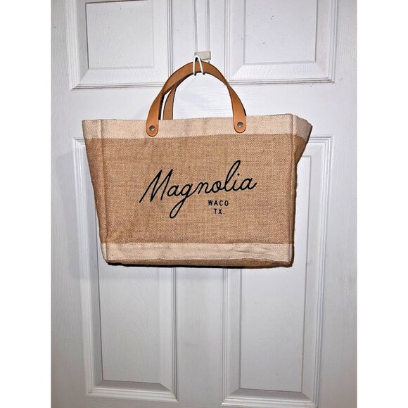 MAGNOLIA Script Market Tote Bag Joanna Gaines Waco Texas Global Citizen Jute - Picture 1 of 15